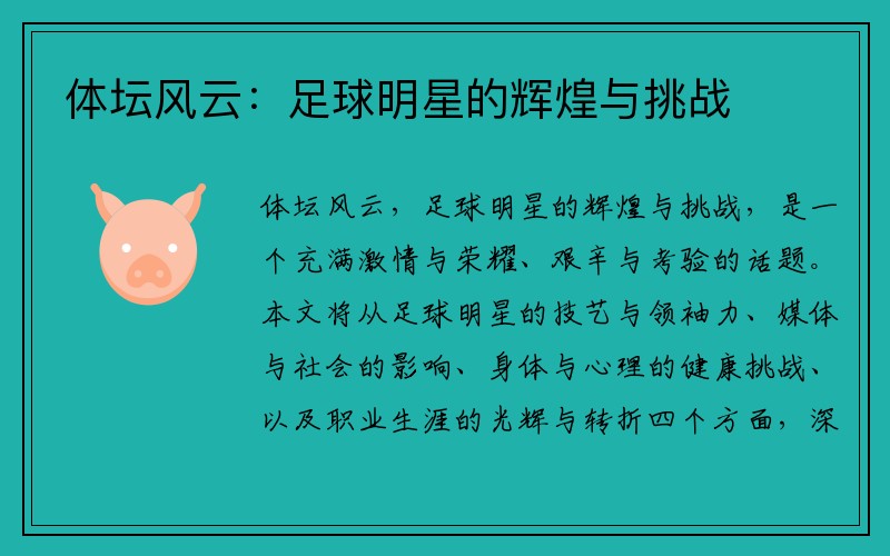 体坛风云：足球明星的辉煌与挑战
